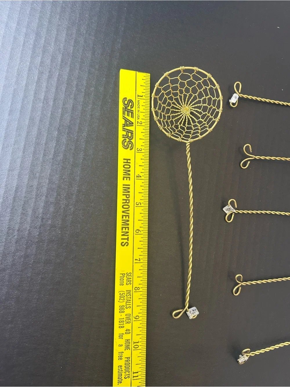 Vtg Gold Brass Metal Mesh Spoon Scoop Wire Oil Skimmer Strainer 9” Lot Of 6